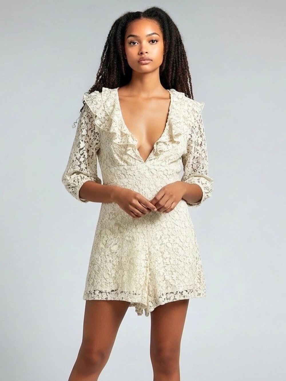 Women’s Country Rose Lace Romper Cream